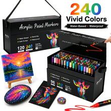 1pc 24/48/72/96/120/168/192/240 Colors Dual-Tip Dual-Color Marker Pen, Acrylic Paint Pen For Glass Painting, Layering Colors, Art Students & Professionals - Multicolor - View 2