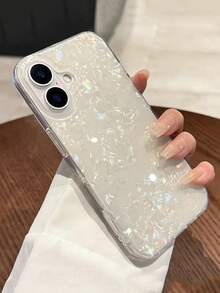 1pc Iridescent Shell Texture Transparent Pearlescent Soft Phone Case, Shockproof Full Coverage, Compatible With Samsung And 17/16/15/14/13/12/11 Pro Max, Delicate Aesthetic, Niche Design - Multicolor - View 1