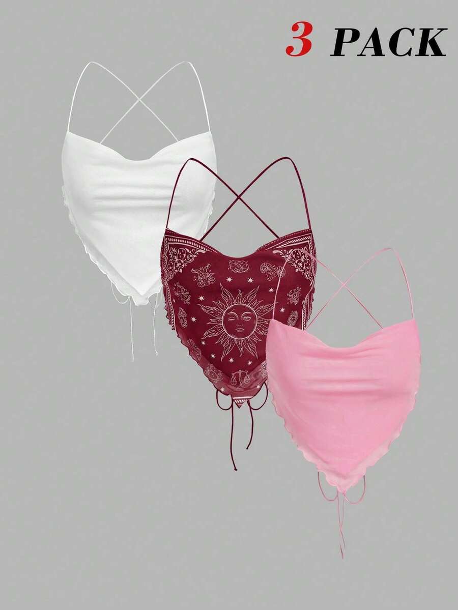 MOD Set de 3 piezas: Top sin mangas de cuello de pico - Burdeos - Ver 1