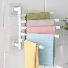 1pc Drill-Free Rotating Towel Rack Wall-Mounted Swivel Bar Towel Rod Bathroom Hanging Rack Storage Shelf Hanging Bar - Multicolor - View 2