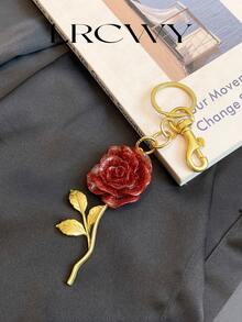 Fashionable Elegant Romantic Rose Shaped Bag Charm - Red - View 2