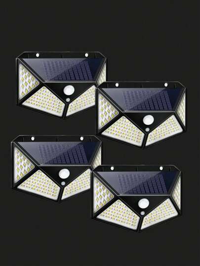 Đèn tường LED năng lượng mặt trời 4 mặt, sử dụng năng lượng mặt trời, thích hợp cho ngoài trời, hiên nhà, nhà ở, gara, sân vườn, không dây, chống chịu thời tiết, cảm biến chuyển động.