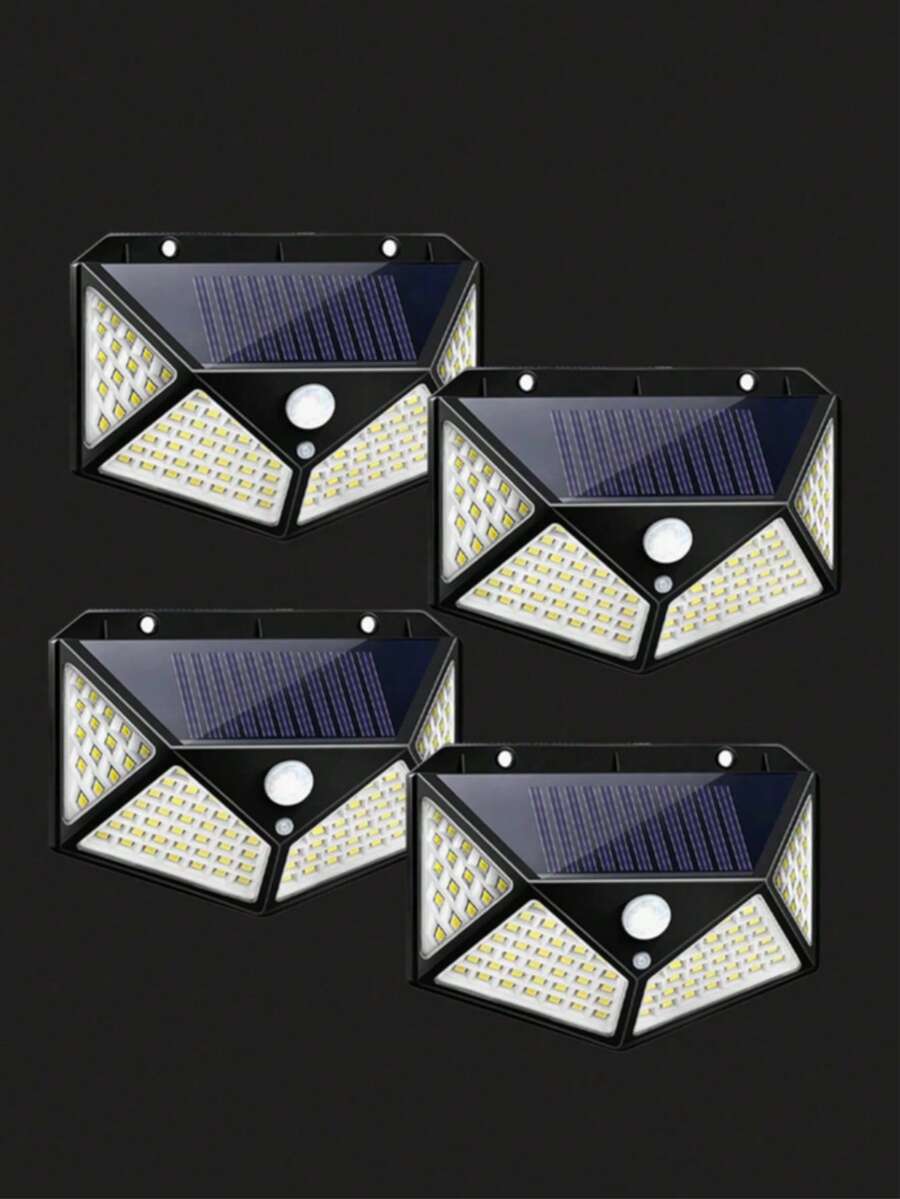 4-Side Solar Powered LED Wall Light, Solar Powered, Suitable For Outdoor, Patio, House, Garage, Garden, Wireless, Weather-Resistant, Motion Sensor Lighting