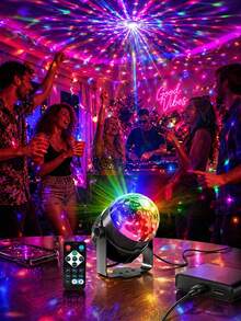 1 كرة ديسكو RGB - 7 أوضاع، LED متغير الألوان، يعمل بالطاقة USB مع جهاز تحكم عن بعد - ضوء جو الحفلات للمنزل والحفلات والكاريوكي والزفاف، تصميم أسود عصري مع حامل قابل للتعديل - ضوء متعدد الألوان - مشاهدة 5