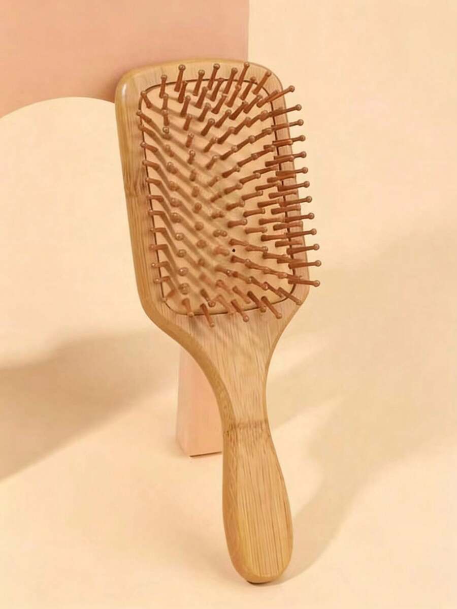 Bambus-Kissen-Haarbürste, massives Holz-Paddelbürste, Kopfhaut-Massagebürste geeignet für glattes und lockiges Haar, Styling-Werkzeug für Zuhause, Salon und Reisen