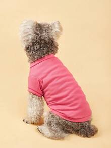 New Solid Color Short Sleeve Comfortable Breathable Pet T-Shirt Cat Dog Small Dog Round Neck T-Shirt Clothing - Rose Red - View 7