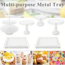 Cake Stand Set For Birthday Party Wedding Anniversary  Shower Engagement: Metal Dert Display Tower With 9 Tiers In White Versatile Candy Fruit Cupcake And Cake Serving Tray - White - View 6