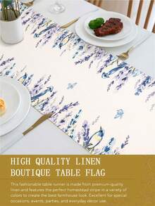 1pc French Countryside Style Lavender Print Table Runner, Modern Dining Table Mat, Rectangular Tablecloth, Machine Washable, Suitable For Kitchen, Dining Table, Party, Wedding Decor, Vintage, Entryway, Family Gathering, Coffee Table, Living Room - Multicolor - View 8