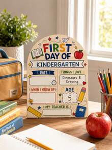 DIY Wooden First Day Of School Milestone Sign, School Bus And Academic Print Design, Wooden Commemorative Board, Suitable For All Grades, Perfect For Back To School, School Gifts, Photo Props, Classroom Attendance Records And Parent Keepsakes - DIY Message Board - View 3