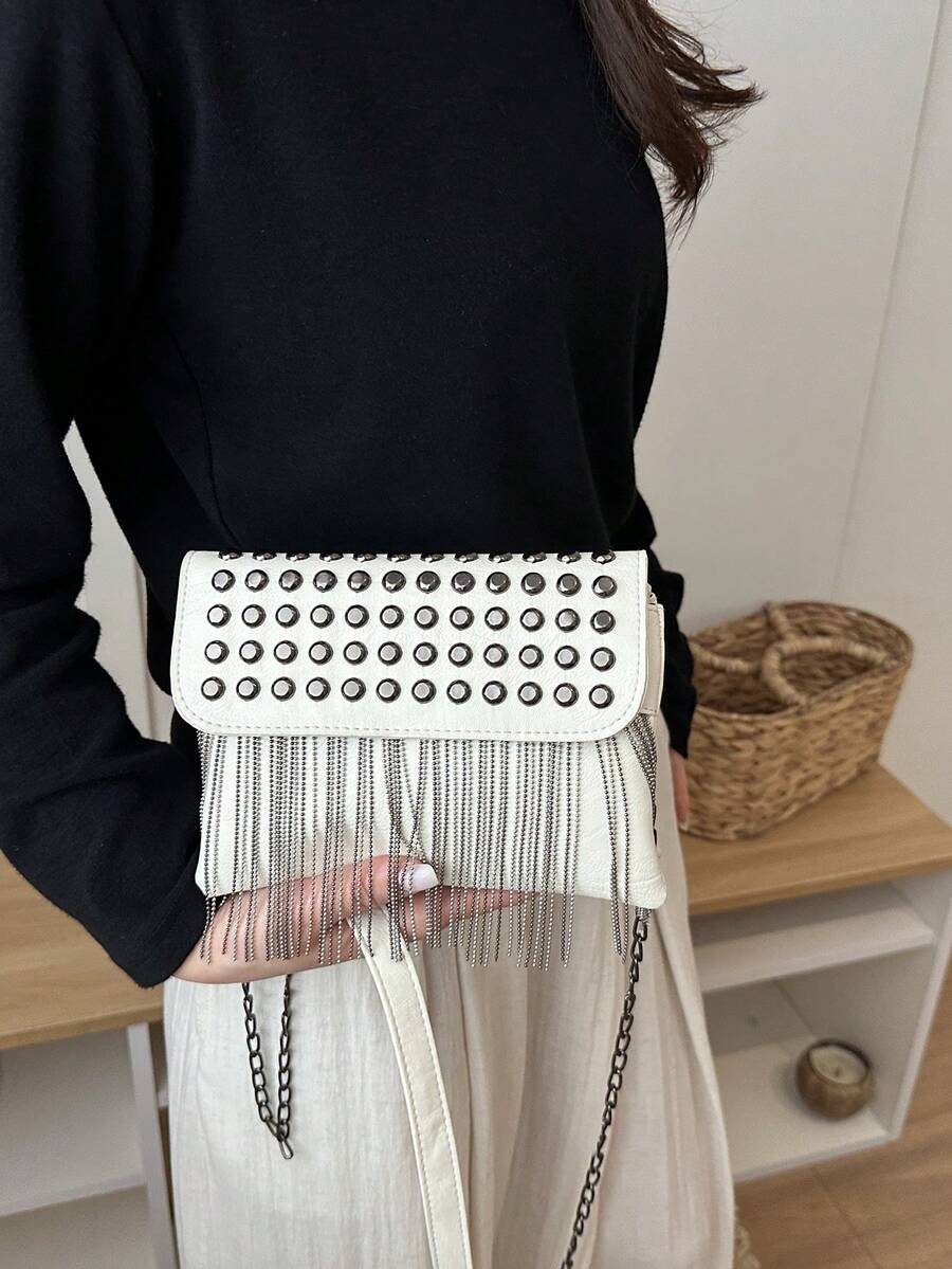 Orange Citrus Tassel Shoulder Crossbody Bag - Beige - View 1
