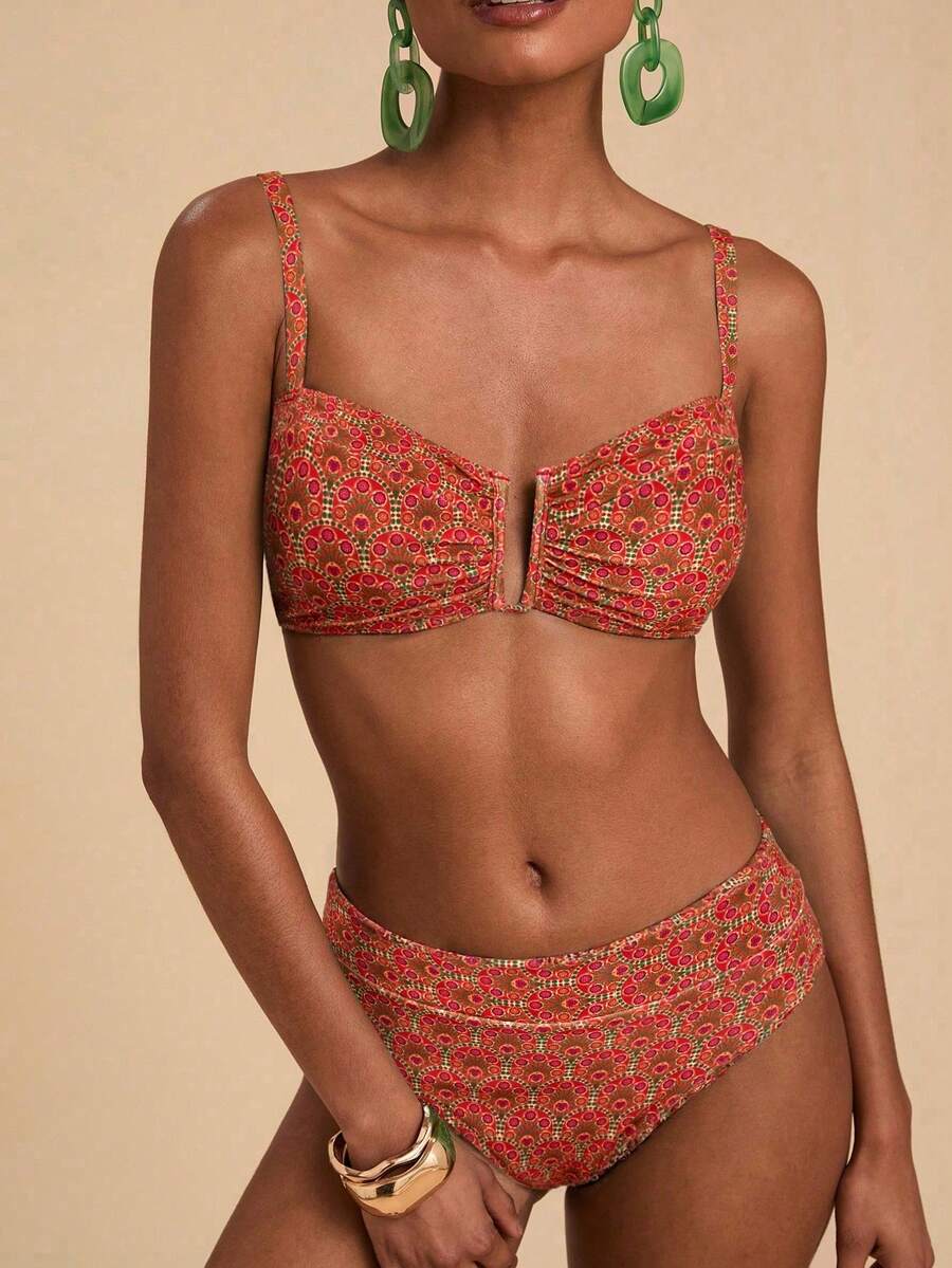 Conjunto de traje de baño minimalista de unicolor para mujer - Multicolor 2 - Ver 1