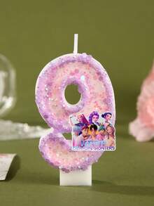 1 pieza Vela digital K-Pop DemonHunters, vela digital de cumpleaños con todos los personajes en rosa claro, pequeño regalo para fiestas, decoración de vela artesanal, disfraz de cumpleaños, vela digital de aniversario, adecuada para cualquier celebración de festival, pegatinas, escritorios, papelería, juegos - Dibujos animados - Ver 13