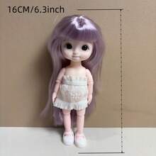 6.3英寸时尚1/8 BJD娃娃，可爱妆容，可动关节，裸素体OB11，DIY BJD娃娃，卡哇伊卡通3D逼真眼睛，漫画脸型，服装需另购，派对礼物 - 多色 - 查看 6