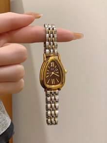 1pc Gold Oval Women's Quartz Watch Exquisite And Fashionable Suitable For Daily Matching Birthday/Graduation Gifts Casual Gatherings ﻿ - Silver and Gold - View 3