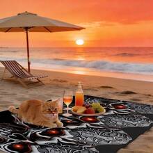 1 buah Handuk Pantai Motif Bunga Tengkorak Gula Hari Orang Mati, Handuk Kolam Renang Mikrofiber Penyerap Cepat Kering Bebas Pasir, Aksesori Pantai Ringan untuk Perjalanan Musim Panas dan Berenang - C - View 6