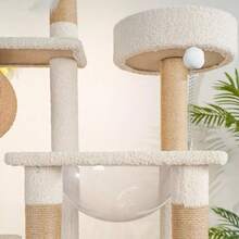 Torre Árbol Rascador para Gato Varios Niveles Casas 1.7m (Beige) TCPC - Amarillo - Ver 6