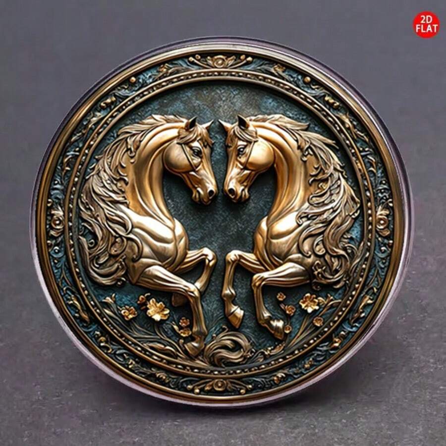 1件 2D平面馬形胸針,獨特翻領花飾可用於衣物、背包、領口和帽子,獨特徽章。這些多功能時尚配件讓每個場合都變得特別,無論是聖誕節、新年或其他場合。 - A - 查看 1