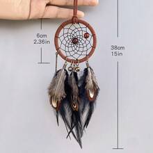 1 Peça Sino de Vento Estilo Ins Feito à Mão com Penas Decoração de Parede Pendurada Ornamento Pendurado para Quarto Decoração de Casa Sonhadora Apanhador de Sonhos Decoração Pendurada, Adequado para Casa, Casamento, Decoração de Quarto (As Penas São Penas Artificiais) - Cinco Anéis - Visão 8