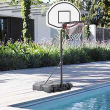 28" X 19" Backboard Adjustable Pool Basketball Hoop System Stand Kid Poolside Swimming Water Maxium Applicable Ball Model 7# White & Black ﻿ - White - View 1