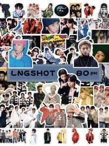 80張LNGSHOT貼紙，適合SHOTTIES粉絲，可愛K-Pop偶像照片包含出道EP《SHOT CALLERS》和熱門歌曲《Moonwalkin'》，主要成員Ohyul、Ryul、Woojin、Louis，適用於筆記型電腦、手機、行李箱、DIY、裝飾等 - 彩色 - 查看 1