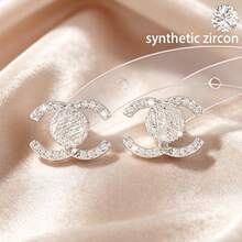 1pc Elegant Zirconia Stone Stud Earrings, Petite & Versatile Commuter Style Earrings For Women - Gold - View 6