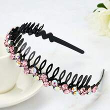 1 pieza Diadema de mujer con adornos de strass y dientes largos, accesorio para el cabello - Negro - Ver 4