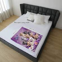 1pc Cute Cat Theme Digital Print Blanket, Cozy Throw Blanket For Cat Movie Watching, Christmas Animal Cat Design Warm Nap Blanket, Gift For Family And Friends - Lavender - View 11