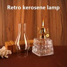 Lámpara de aceite de cristal cortado vintage, linterna de queroseno cuadrada antigua, decoración para el hogar, camping, boda, mesa, regalo - 1PC - Ver 8