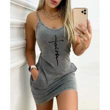 Vestido de verano sin mangas con espalda descubierta y estampado de rosas en 3D para mujer, vestido Sexy ajustado de algodón de poliéster, vestidos con tirantes finos en la cadera - azul - Ver 2