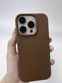 Minimalist Elegant Faux Leather Texture Phone Case Compatible With IPhone 17 Pro Max/17 Pro/17e/17/Air/16/15/14/13 12/11 Pro Max/Pro/Plus, Soft Protective Cover Anti-Fall Anti-Slip Anti-Shock For Men And Women - Brown Leather Texture - View 6