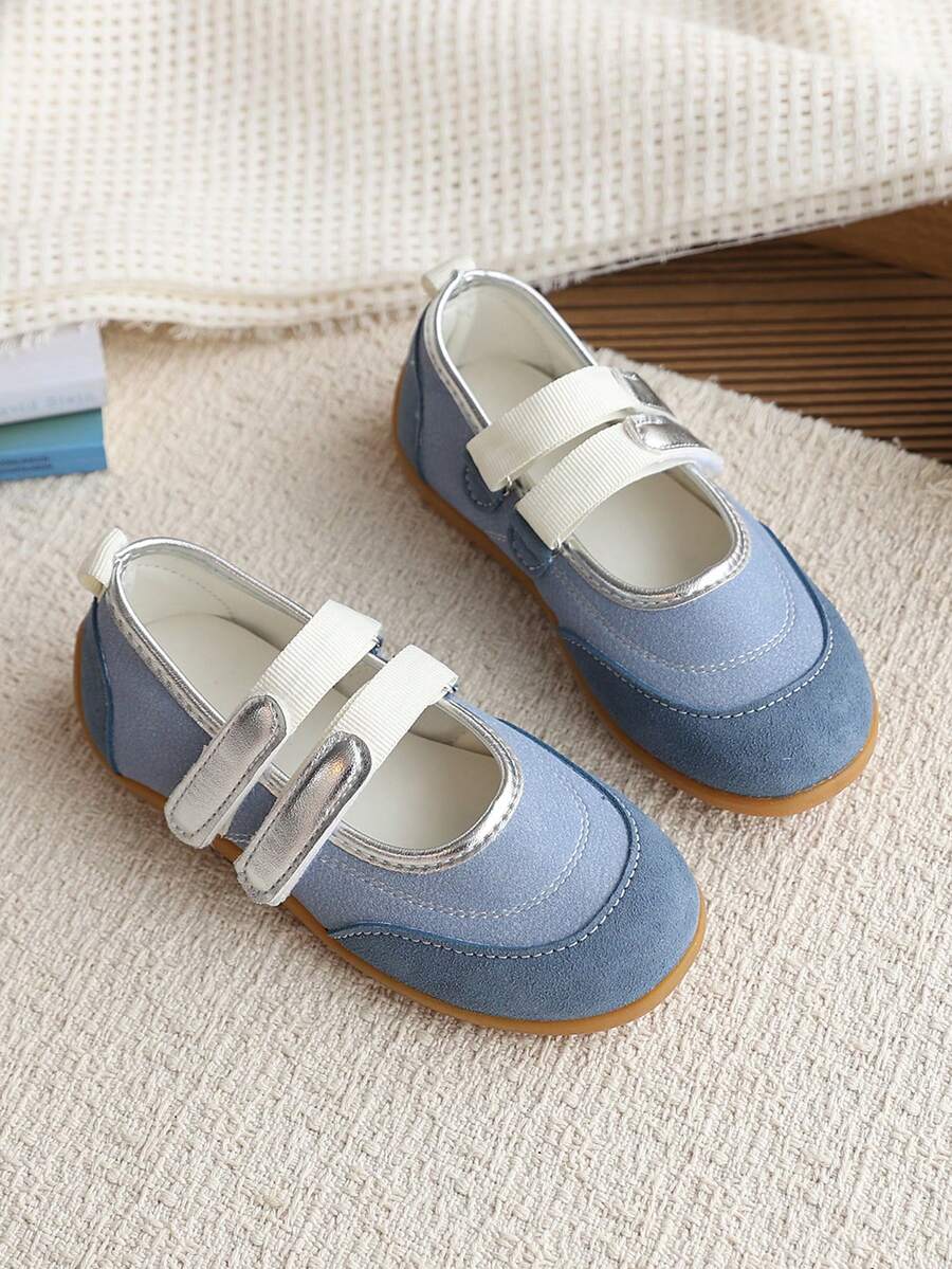 1 Pair Girls' Spring/Summer Low-Top School Princess Style Soft Sole Mary Jane Shoes - Blue - View 1