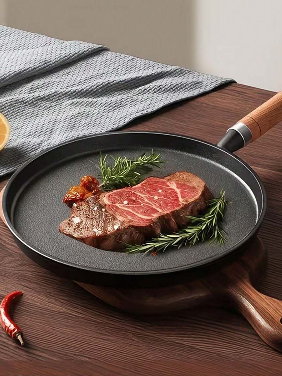 Cast Iron Skillet With Handle (2 Sizes) - Flat-Bottom Pan Ideal For Pancakes, Eggs, And Crepes. Durable, Non-Stick Cookware Suitable For Induction, Gas Stoves, And Campfires; Perfect For Breakfast, BBQ, Camping, And Outdoor Cooking.