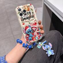 Disney Has Authorized, Phone Case - Chain Set, The Stitch Lilo & Stitch 3D Phone Case Plus A Silicone 3D Stitch Bracelet With Metallic Ring Removable Bracelet, Stitch And Angel Pattern, Compatible With Iphone17/16/15/14/13/12/11/XS/XR/X Plus Pro Max, A Stylish Cartoon Phone Case, The Perfect Gift Choice, Phone Protection, Durable Phone Cover, Great Gift For Friends And Family. - 白色 - 查看 6
