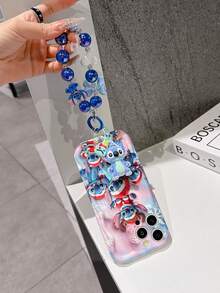 Disney Has Authorized, Phone Case - Chain Set, The Stitch Lilo & Stitch 3D Phone Case Plus A Silicone 3D Stitch Bracelet With Metallic Ring Removable Bracelet, Stitch And Angel Pattern, Compatible With Iphone17/16/15/14/13/12/11/XS/XR/X Plus Pro Max, A Stylish Cartoon Phone Case, The Perfect Gift Choice, Phone Protection, Durable Phone Cover, Great Gift For Friends And Family. - 白色 - 查看 3