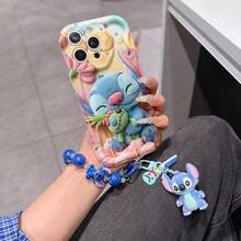 Disney Has Authorized, Phone Case - Chain Set, The Stitch Lilo & Stitch 3D Phone Case Plus A Silicone 3D Stitch Bracelet With Metallic Ring Removable Bracelet, Stitch And Angel Pattern, Compatible With Iphone17/16/15/14/13/12/11/XS/XR/X Plus Pro Max, A Stylish Cartoon Phone Case, The Perfect Gift Choice, Phone Protection, Durable Phone Cover, Great Gift For Friends And Family. - trắng - Xem 6