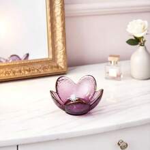 Flower Shape Ring Dish Jewelry Tray Organizer, Glass Accent Tray For Vanity, Small Decorative Trinket Dish - Crystal Purple - View 7