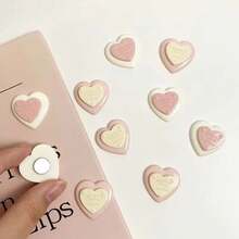 6pcs/12pcs Cute Dual-Color Heart-Shaped Fridge Magnets, Resin Fridge Stickers, Suitable For Office Whiteboard, Room Decor, Kitchen Decor, Home Decor, Valentine's Day Gift, Birthday Gift, Graduation Gift - Multicolor - View 4