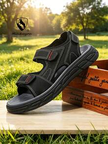 39-47 Plus Size Men's Summer Slippers, Outdoor Comfortable Casual Shoes, Lightweight Non-Slip Sandals, Durable Breathable Men's Sandals, Suitable For Outdoor & Daily Wear - Black 1109 - View 1