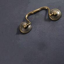2pcs European Style Minimalist Vintage Ring Pull Drawer Handles, Swing Style Drawer Pulls, Vanity Handles, Cabinet Knobs, Vintage Brass Finish, Center-To-Center Hole Distance - Multicolor - View 1