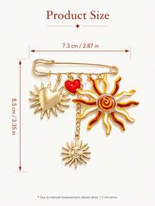1pc Sun And Heart Pendant Brooch, Creative Multifunctional Waist Tightening Pin - Multicolor - View 4
