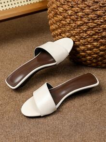 Women's Round Toe Wedge Sandals, Summer Shoes, Flat, Open Toe, Outdoor - White - View 3