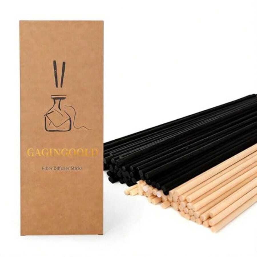 100Pcs Fiber Reed Diffuser Sticks, 11 Inch Wood Scented Oil Aroma Sticks For Essential Oil Diffuser, Home Fragrance Refills Set For Bathroom Bedroom Room Office - Black Natural Wood - View 1