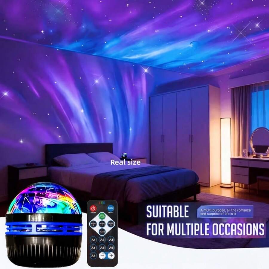 LED Aurora Projector|Atmosphere Projection Table Lamp|RGB Night Light|LED Bedroom Projector Light|Smart Light|Small Table Lamp|Atmosphere Decorative Light|USB Light|USB Plug-In Use|With Multi-Color Remote Control|No Batteries Required|Suitable For Room Decoration And All Occasions|Christmas Gift|Valentine's Day Gift|Wedding Gift|Birthday Gift|Halloween Gift