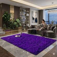Luxury Shaggy Rug For Living Room Or Bedroom 2.00 X 1.40 - 紫色 - 查看 2