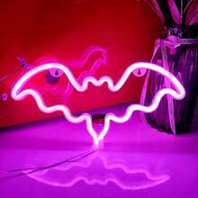 1pc LED Neon Light Halloween Decoration, Bat Shaped Neon Light Gothic Night Light Battery Operated Table Lamp Suitable For Bedroom, Bar, Wall, Coffin Decoration - Bat - Multicolor - View 4