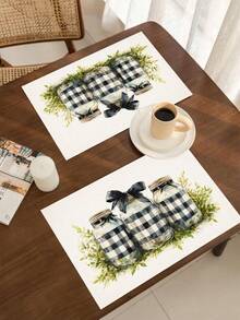 1pc Linen Placemat, Breakfast Mat, Coffee Mat, Coaster, Bowl & Plate Mat, Kitchen Accessory, Easy To Clean Placemat, Suitable For Home, Restaurant, Restaurant Decor, Holiday Gift, Gift For Friends, Multi-Piece Set - Multicolor - View 4