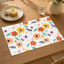 1pc Floral Pattern Linen Placemat, Breakfast Mat, Coffee Mat, Cup Coaster, Bowl & Plate Mat, Kitchen Accessory, Easy To Clean, Suitable For Home, Restaurant, Restaurant Decor, Holiday Gift, Gift For Friends, Multi-Piece Set - Multicolor - View 7