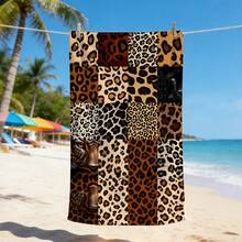 1pc Classic Leopard Print Full Pattern Beach Towel, Sand-Resistant Quick-Dry Absorbent Microfiber Pool Towel, Animal Print Lightweight Summer Travel Swimming Beach Accessory - I - View 10