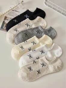 Sweet Bow Non-Slip Women Invisible Socks - Multicolor - View 3