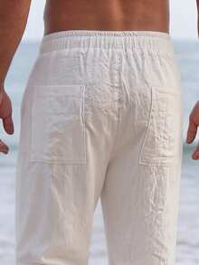 Comfortable Breathable Casual Straight-Leg Pants For Men - White - View 5
